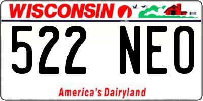 WI license plate 522NEO
