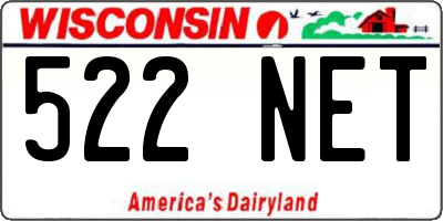 WI license plate 522NET