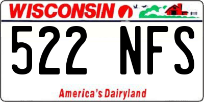 WI license plate 522NFS