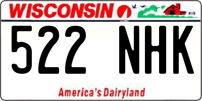 WI license plate 522NHK
