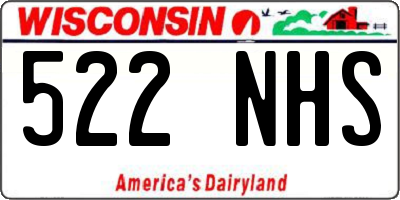 WI license plate 522NHS