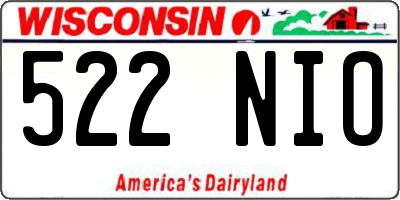 WI license plate 522NIO