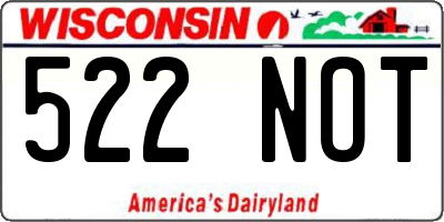 WI license plate 522NOT