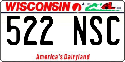 WI license plate 522NSC