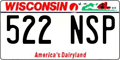 WI license plate 522NSP