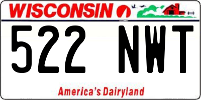 WI license plate 522NWT