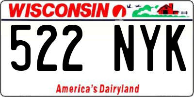 WI license plate 522NYK