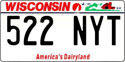 WI license plate 522NYT
