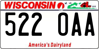 WI license plate 522OAA