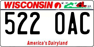 WI license plate 522OAC