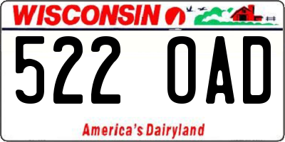 WI license plate 522OAD