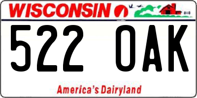 WI license plate 522OAK