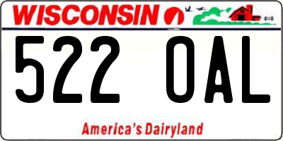 WI license plate 522OAL