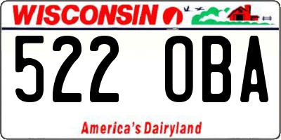 WI license plate 522OBA