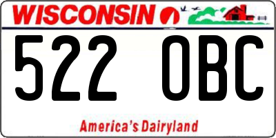 WI license plate 522OBC