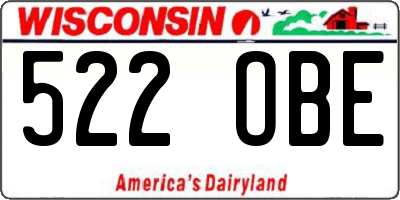 WI license plate 522OBE