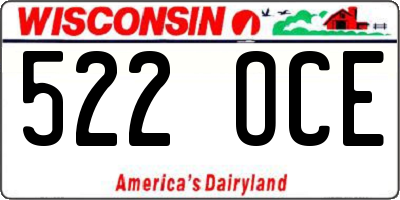 WI license plate 522OCE