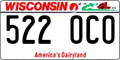 WI license plate 522OCO
