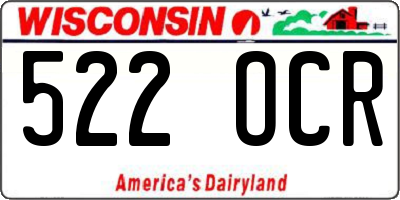 WI license plate 522OCR