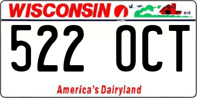 WI license plate 522OCT