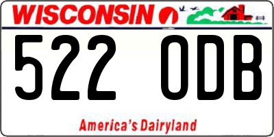 WI license plate 522ODB