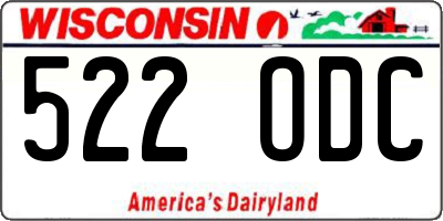 WI license plate 522ODC