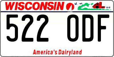 WI license plate 522ODF
