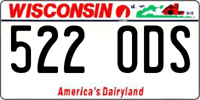 WI license plate 522ODS