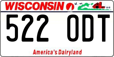 WI license plate 522ODT