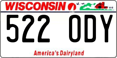 WI license plate 522ODY