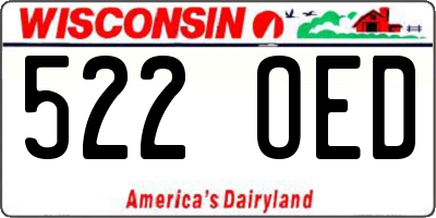 WI license plate 522OED