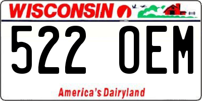 WI license plate 522OEM