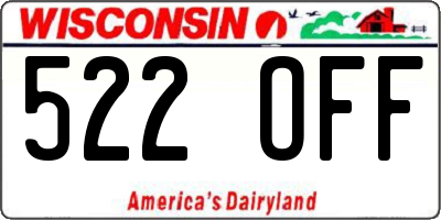 WI license plate 522OFF