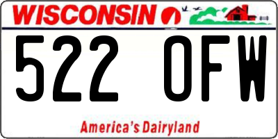 WI license plate 522OFW