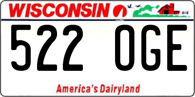 WI license plate 522OGE