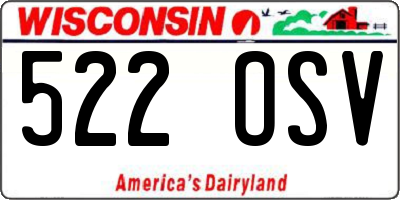 WI license plate 522OSV