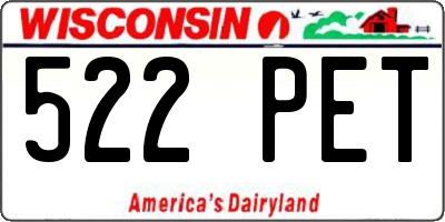 WI license plate 522PET