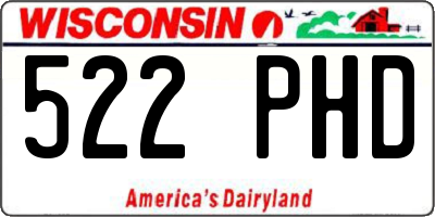 WI license plate 522PHD