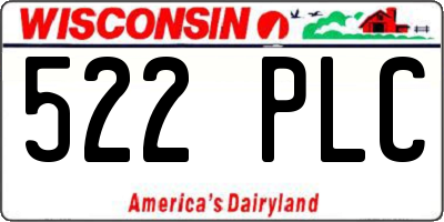 WI license plate 522PLC