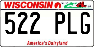 WI license plate 522PLG