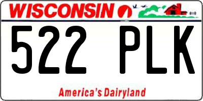 WI license plate 522PLK