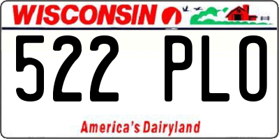 WI license plate 522PLO