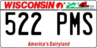 WI license plate 522PMS
