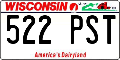 WI license plate 522PST