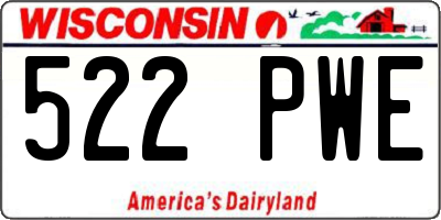 WI license plate 522PWE
