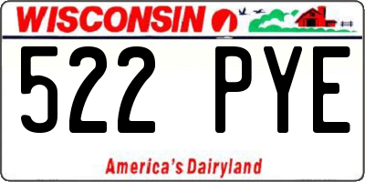 WI license plate 522PYE