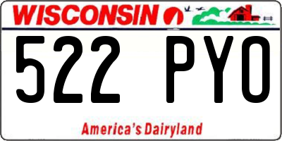 WI license plate 522PYO