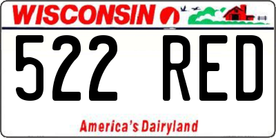 WI license plate 522RED