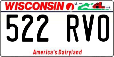 WI license plate 522RVO