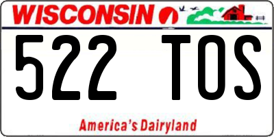 WI license plate 522TOS